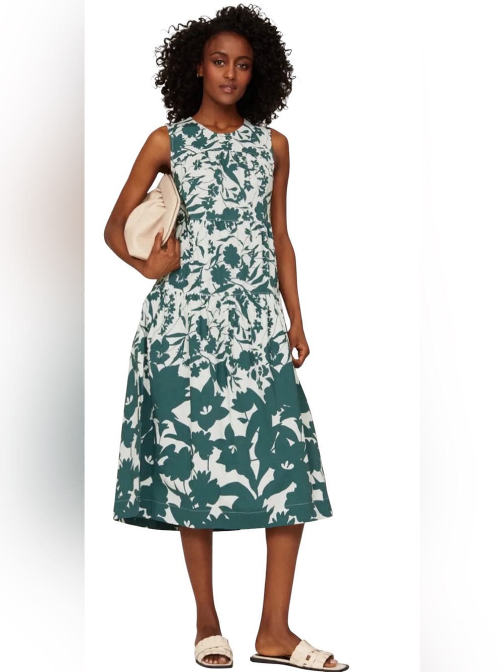 Peter Som Green Floral Midi Dress Size 2